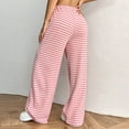 thumbnail image 4 of ABATAB Women's Summer Pants Summer Wide Leg Lounge Ribbed Pants Drawstring Elastic Waist Comfy Striped Trendy Clothes, 4 of 5