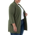 thumbnail image 6 of Wright's Women's Plus Size 3/4" Sleeve Draped Open Front Jersey Pocket Cardigan, 1X-5X, 6 of 6