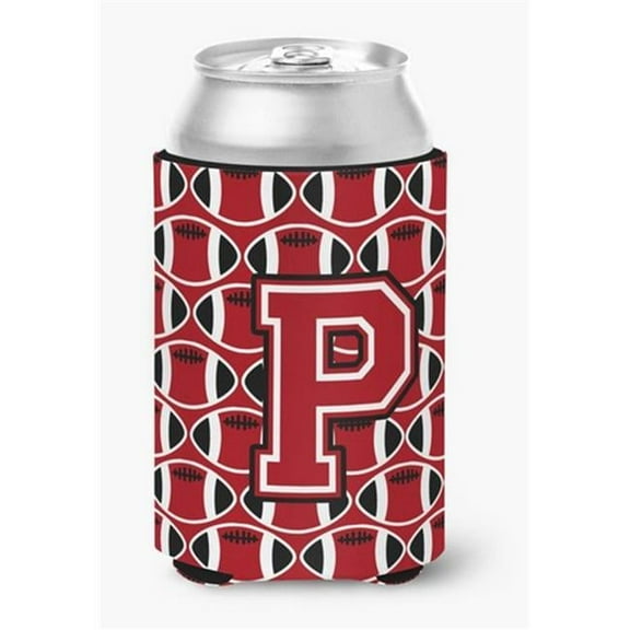 Letter P Football Red, Black & White Can or Bottle Hugger