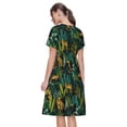 thumbnail image 2 of Bixox Robe d'Été à Manches Courtes pour Femme, Coupe Ample Évasée, Longueur Genou, avec Poches - Jungle Léopard Jaune, 2 of 7
