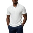 thumbnail image 2 of Mens Polo Shirts Textured Knit Stretchy Regular Fit Collared Golf Shirts, M, 2 of 8