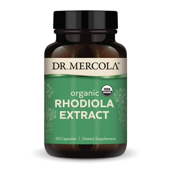 Dr. Mercola Rhodiola Extract, 30 Servings (30 Capsules), Dietary Supplement, Supports and Stress Management, Non-GMO, Certified USDA Organic