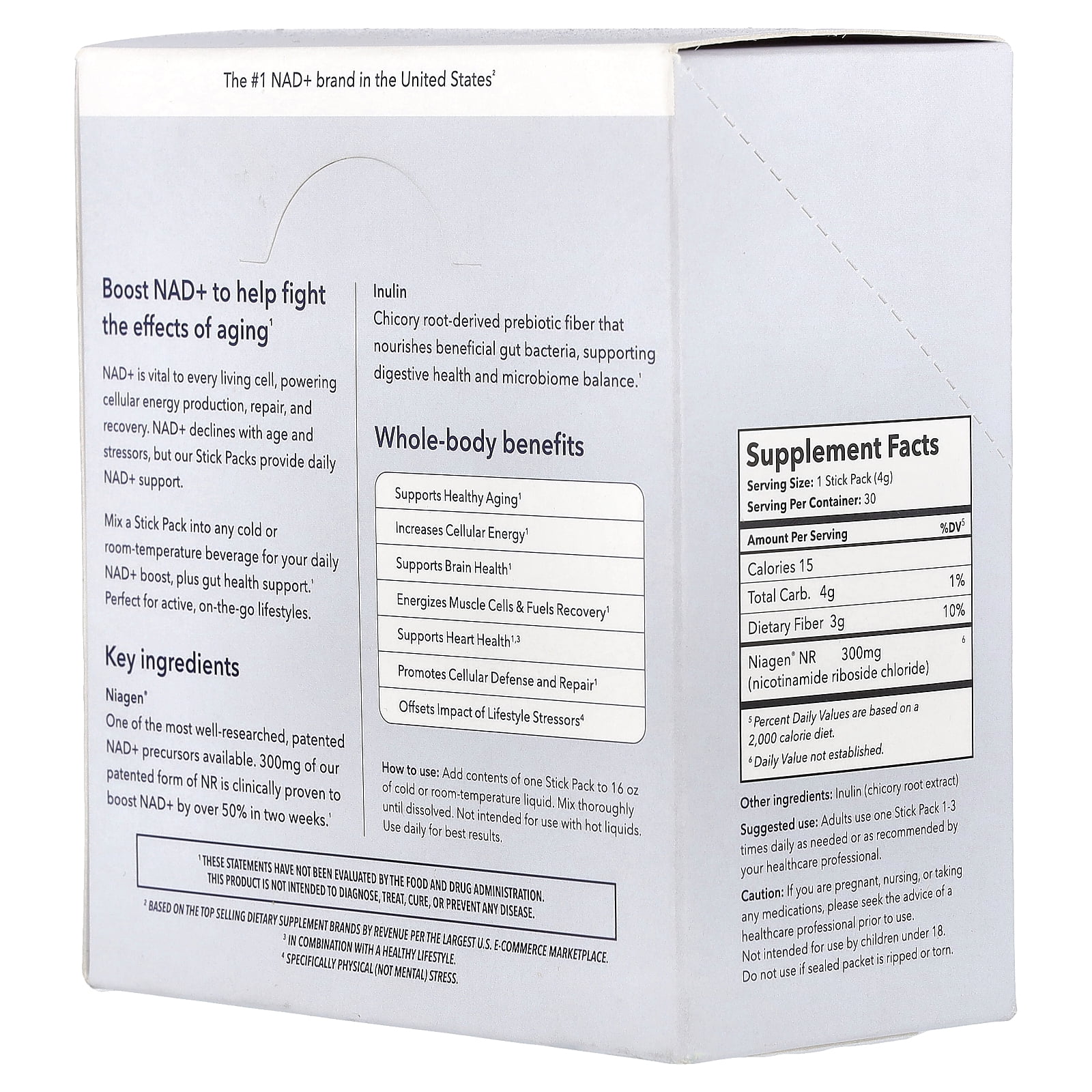 Tru Niagen Increases NAD+, Nicotinamide Riboside, Unflavored, 30 Packets, 0.14 oz (4 g) Each