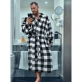 thumbnail image 4 of PAVILIA Mens Robe, Soft Plaid Robe for Men, Fleece Warm Long Bathrobe for Bath Shower Spa with Shawl Collar and Pockets, Plush Microfiber - Buffalo Check White, 4 of 7