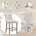 thumbnail image 6 of Bar Stools Set of 2, LegaHome Velvet Bar Stool with Back, Solid Wood Frame & Nailhead Trim, Counter Height Bar Chiar Button Tufted Upholstered Seat, Full Back Bar Stools, Beige, 6 of 10