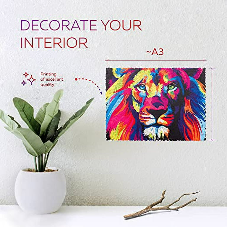 1000-Piece Pop Art Puzzle – Neon Lion & Lioness Hugging, Premium Quality, 68x48cm, From Puzzle Galaxy Collection