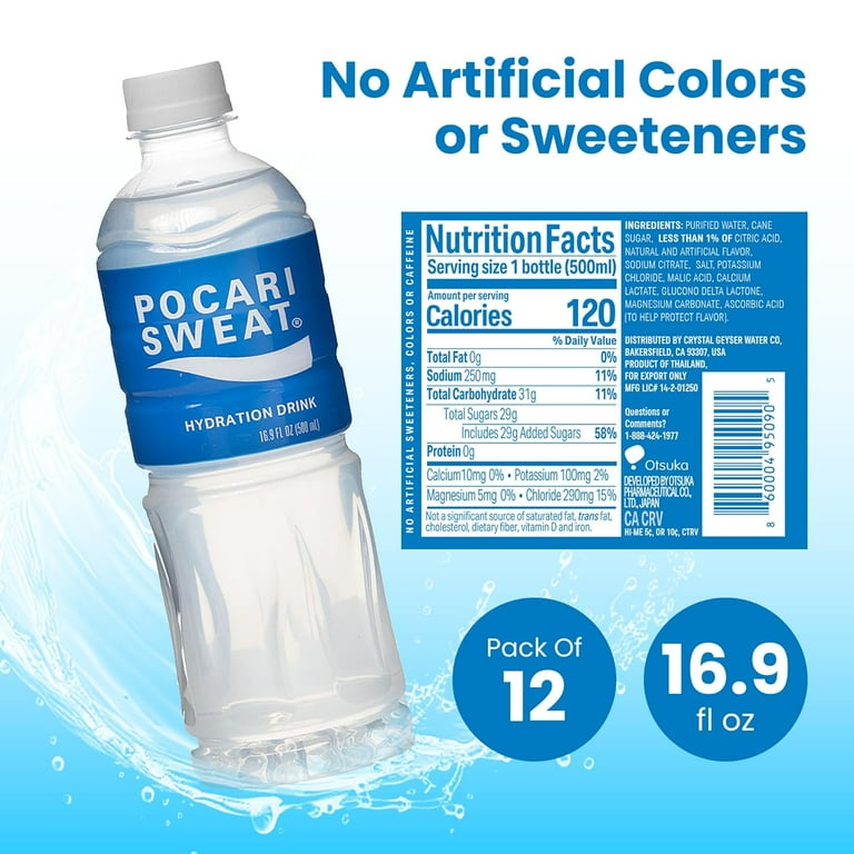 POCARI SWEAT Ion Sports Drink, Hydration Electrolytes, 16.9oz PET