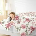 thumbnail image 5 of Feelyou Vintage Bowknot Child Bedding Comforter Set, Pink Flower Floral Twin Comforter Sets, Fashion French Style Reversible Bedding Set, Ultra Soft Bedroom Decor, 2pcs, 5 of 9