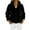 Black, variant on Women's Fashionable Solid Color Long Sleeved Pocket Plush Warm and Loose Casual Short Jacket, Cozy Outerwear for Relaxed Fit,Black,L