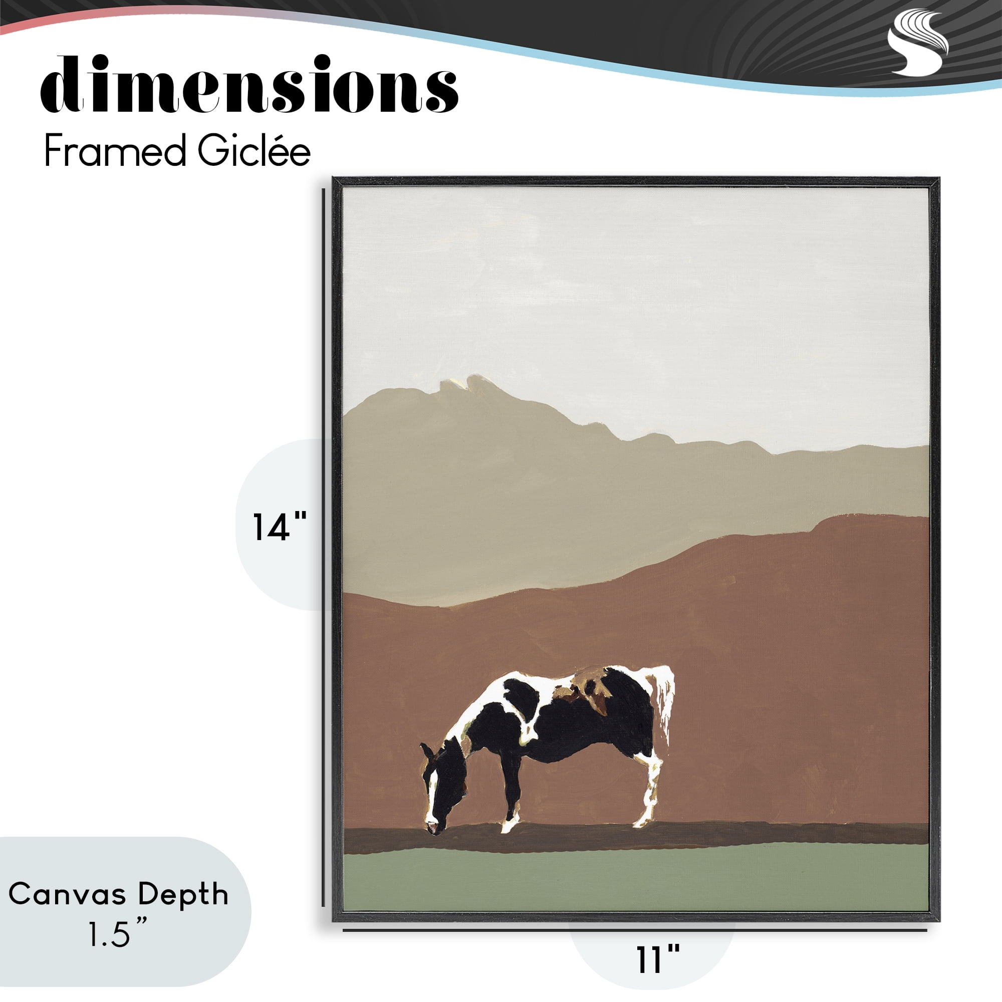 Stupell Industries Modern Mountains Horse Black Framed Giclee Art, design by Patricia Pinto