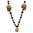 thumbnail image 2 of Black Orange Skull Pirate Halloween Mardi Gras Beads Party Favor Necklace, 2 of 5