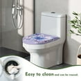 thumbnail image 4 of ZIATUBLES Butterfly Flower Print Universal Fit Toilet Lid Cover with Elastic Edges Washable Reusable Stretchable Fabric for Most Lids Bathroom Decor Accessories, 4 of 6