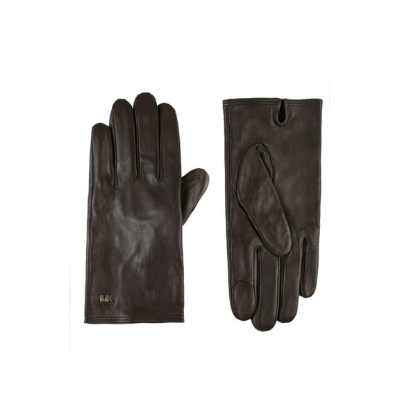 Michael Kors Women's Smooth Leather Gloves Chocolate Large L