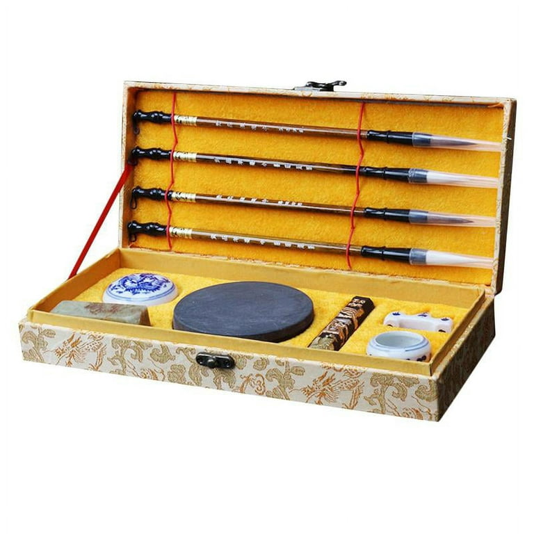 Luxurious Chinese Calligraphy Brushes Pen Set Artist Writing Drawing Brush  Pen Ink Paper and Ink Stone the Scholar's Four Jewels
