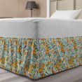 thumbnail image 1 of Floral Bed Skirt, Colorful Flowers and Birds Humming Cheerful Vibes of Summer, Elastic Bedskirt Dust Ruffle Wrap Around for Bedding Decor, 4 Sizes, Seafoam Marigold, by Ambesonne, 1 of 2
