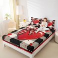 thumbnail image 4 of Homewish Ribbon Bowtie Loves Bed Sheets,Modern Geometric Plaid King Sheets,Red White Black Sheet Set For Girls,Breathable Home Decor,4-Piece, 4 of 7