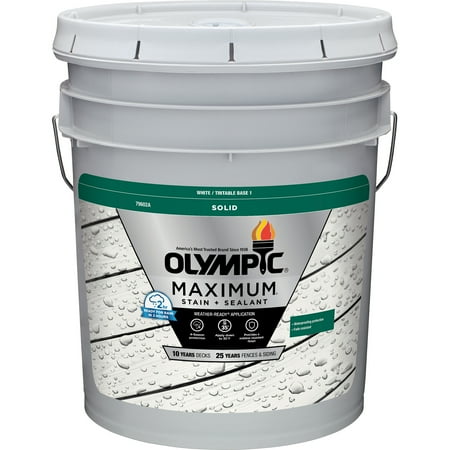 Olympic Maximum 5 Gallons White/Base 1 Solid Color Exterior Stain and Sealer in One
