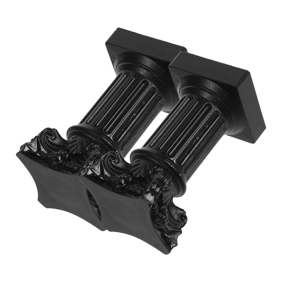 FELTECHELECTR 2Pcs Black Resin Roman Pillar Candle Holders Decorative Tabletop Candle Stands