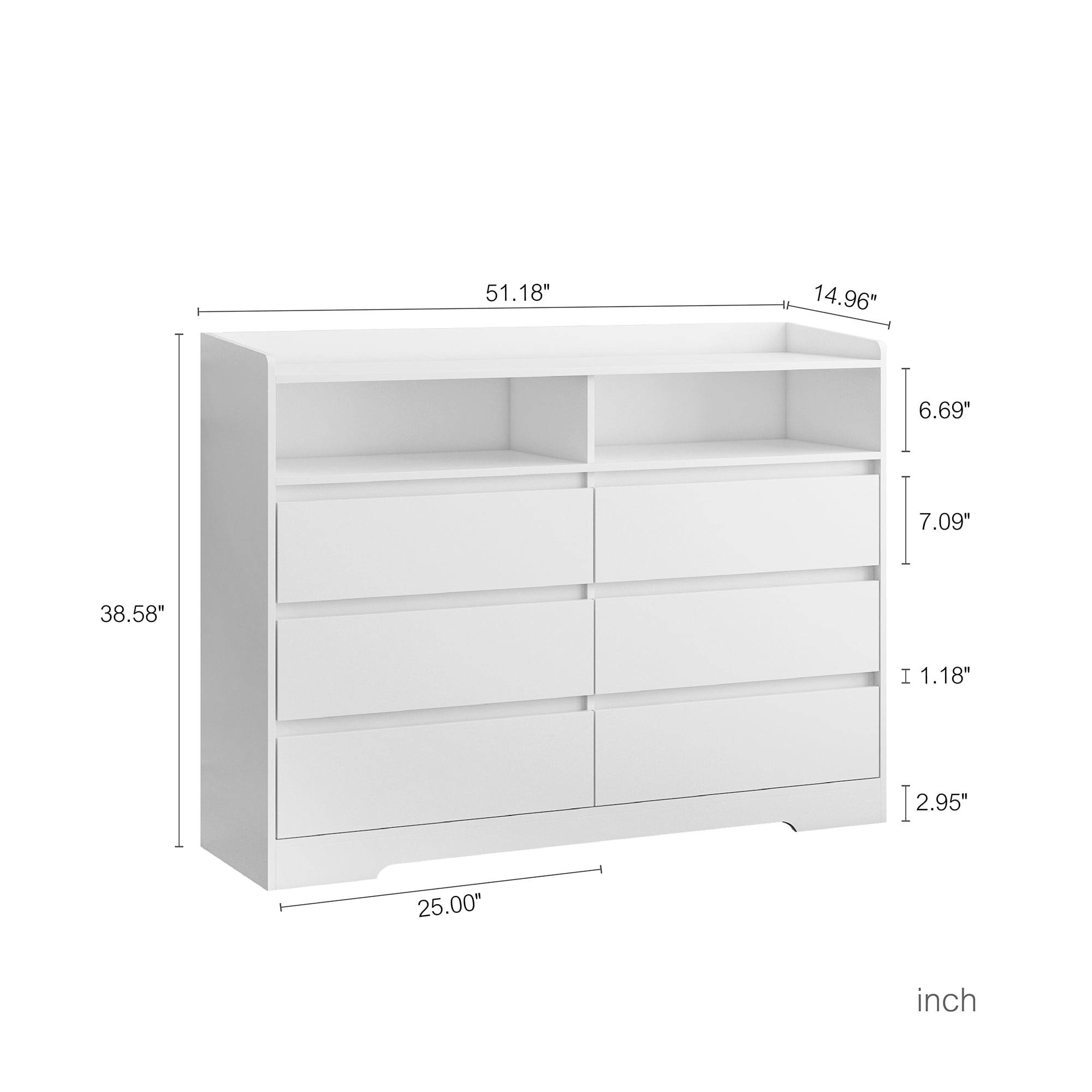 Kepooman 51" Living Room 6-Drawers Storage Display Cabinet, Modern White Console Table with 16 Colors LED Lights Kepooman 51" Living Room 6-Drawers Storage Display Cabinet, Modern White Console Table with 16 Colors LED Lights
