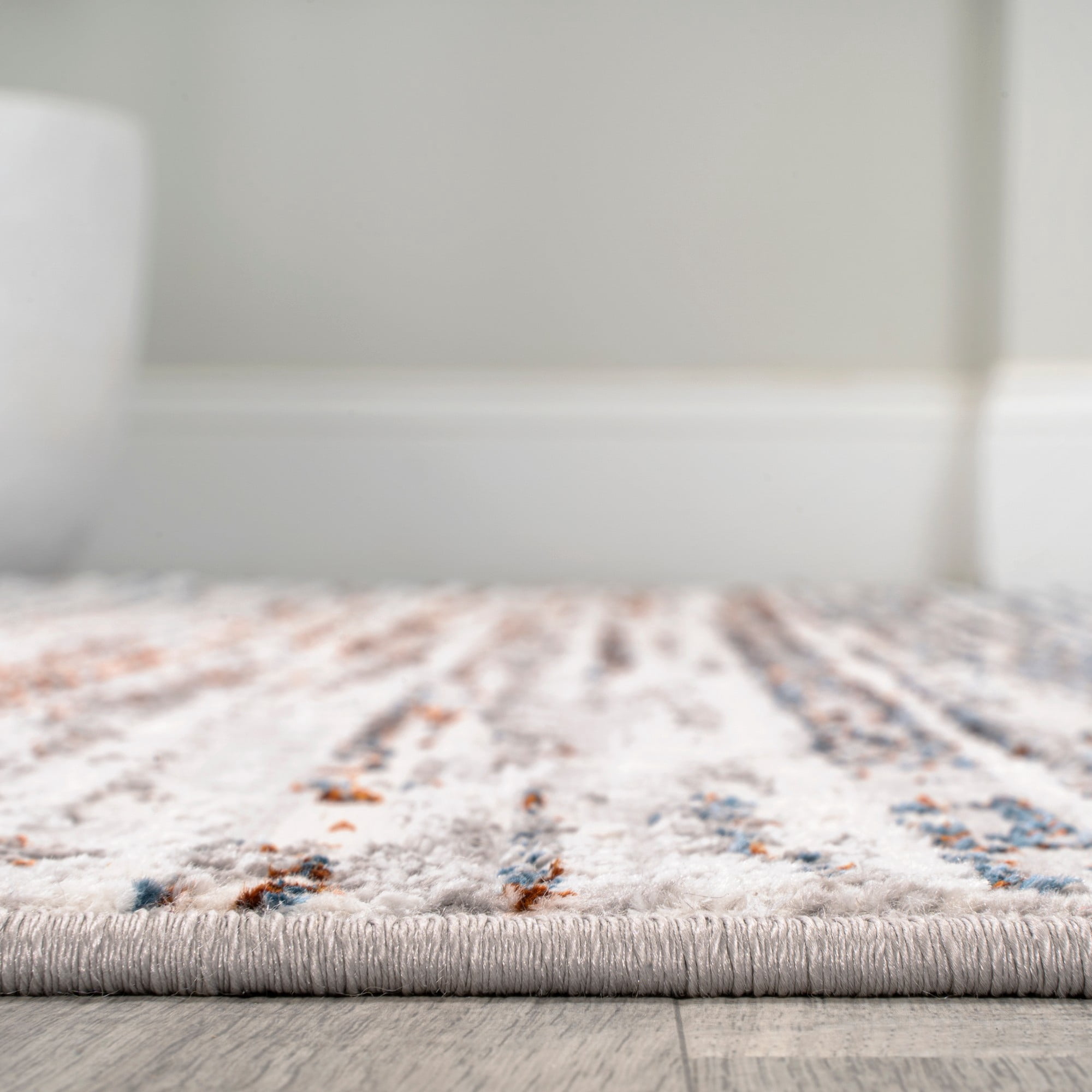 JONATHAN Y SILK ORCHID 2 x 8 Runner Rug, Loom Strie - Gray/Blue/Orange, SOR200E-28