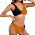 thumbnail image 1 of Trajes de Baño de Bikini de Mujer, Bloqueo de Color Sexy Correa sin Espalda Bikini, Traje de Baño de Corte Alto Retro, 1 of 6