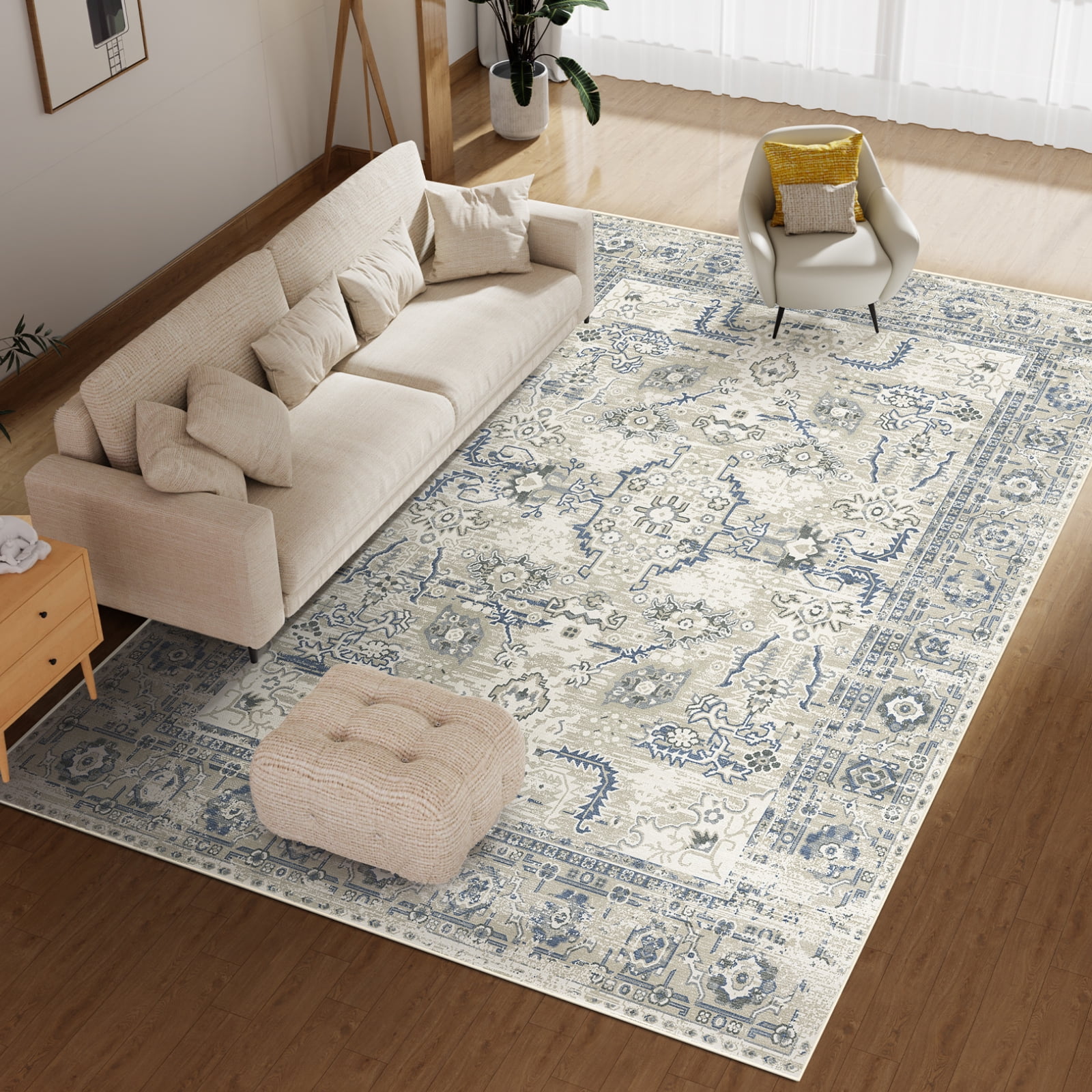 Cozylore 8'x10' Area Rugs for Living Room Modern Rug Soft Low Pile Non Slip Carpet Machine Washable Indoor Rug for Bedroom Dining Room, Blue
