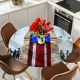 thumbnail image 2 of Independence Day Round Tablecloth 45-54 Inch Round Fitted Table Cloth with Elastic Edge, Mottled Country Graffiti Walls Retro Waterproof Table Cover Protector for Outdoor Picnic Party Dining, 2 of 6