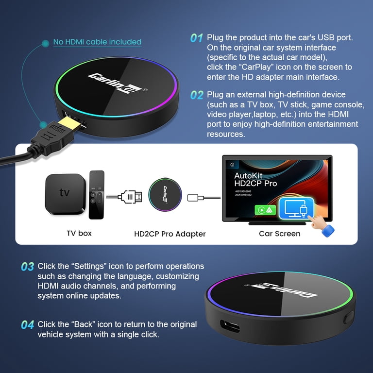 Carlinkit HD2CP Pro Car TV Mate, Wireless CarPlay Android Auto