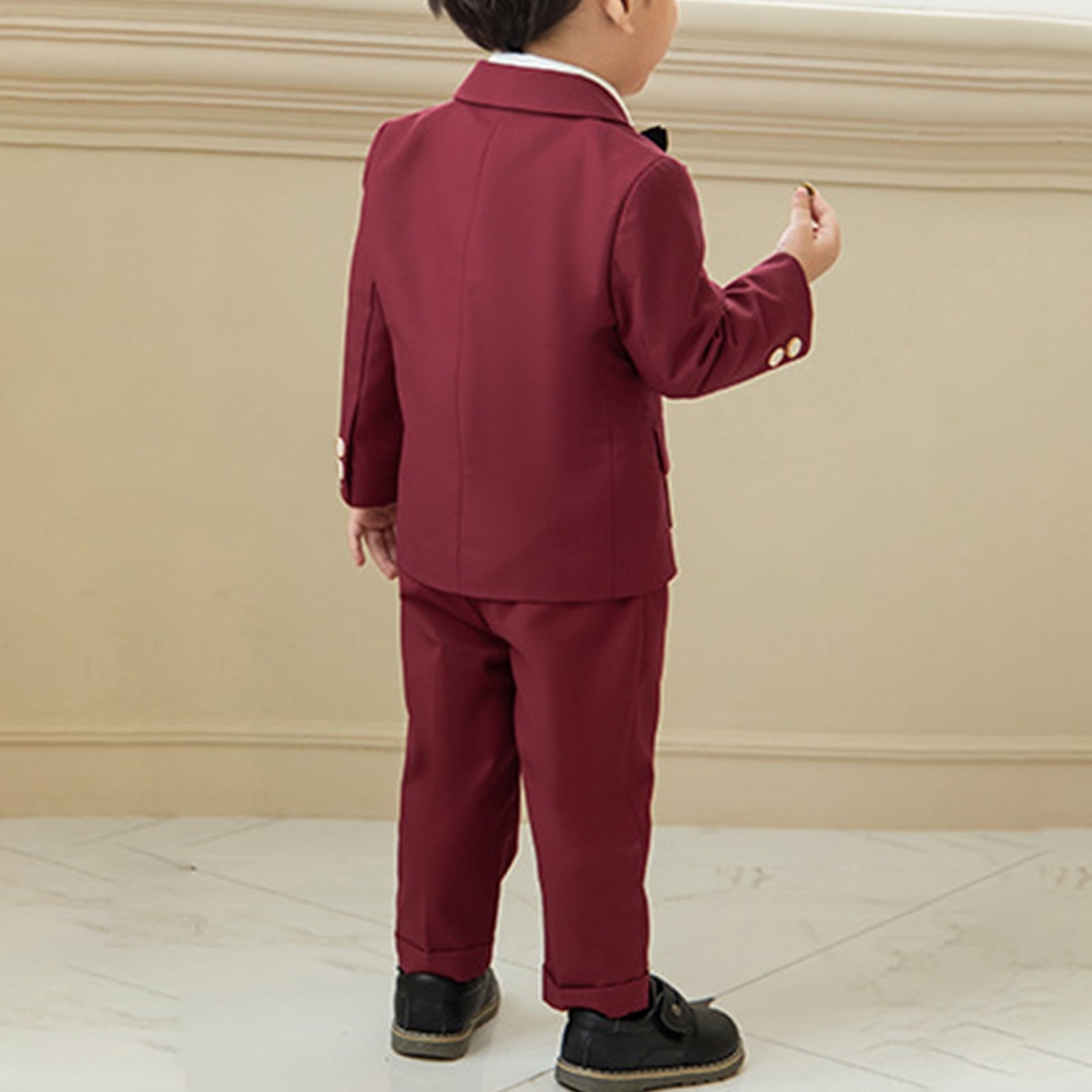 Dressy Baby Toddler Boy 5 Pcs Set Formal Tuxedo Suits No Tail Wedding Christening Baptism Outfits,Size:1-2 Years