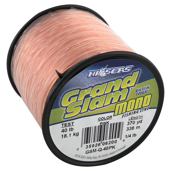 Hi Seas - Grand Slam Monofilament Fishing Line - Pink - 1/4 Pound Spool - 40Ib Test