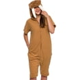 thumbnail image 4 of Short Sleeve Romper Walrus One Piece - Plush Adult Animal Costume Jumpsuit by FUNZIEZ! (Brown, Small), 4 of 7
