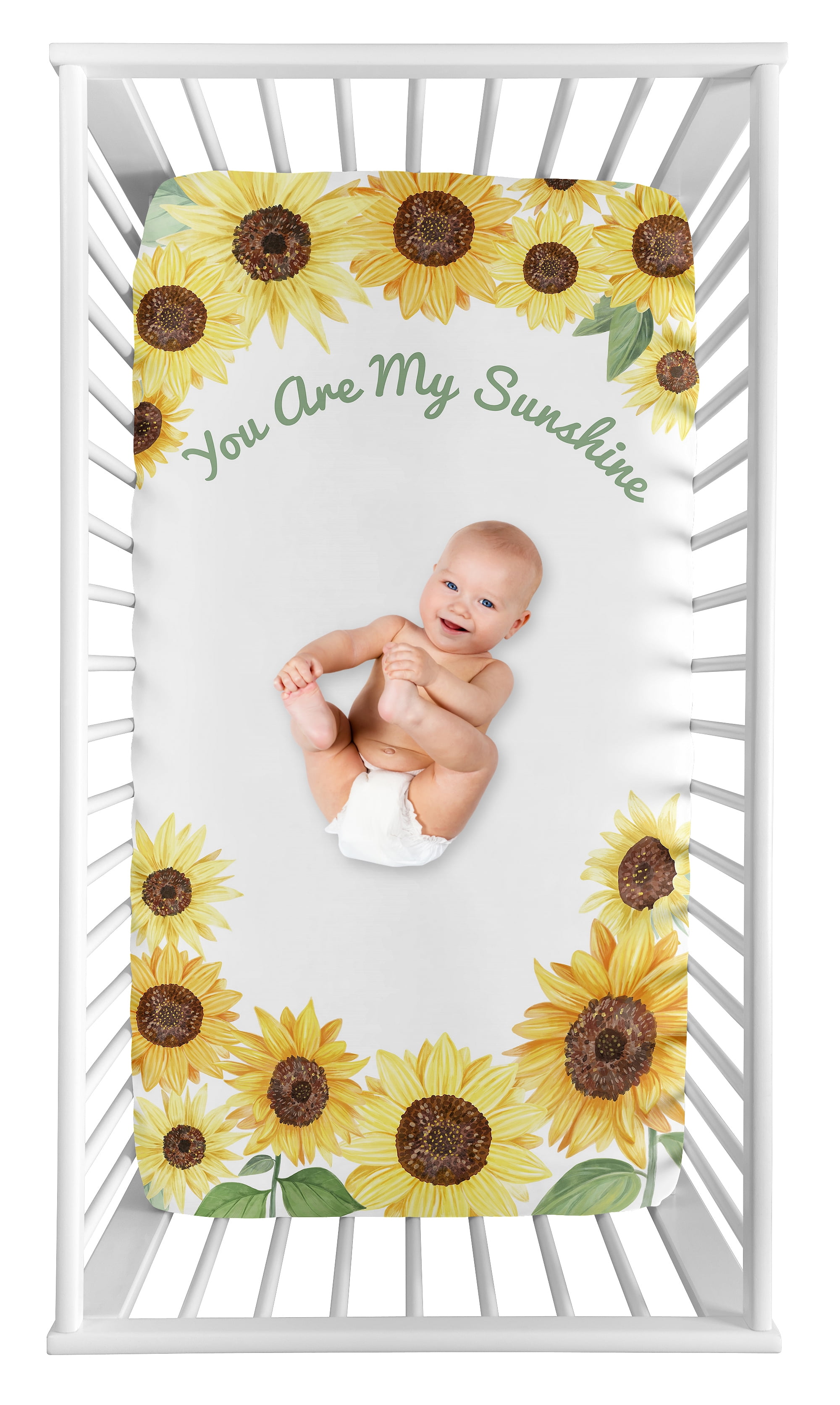 Yellow/Green and White Sunflower Boho Floral Sweet Jojo Designs Baby Kid Clothes Laundry Hamper Farmhouse Watercolor Flower 