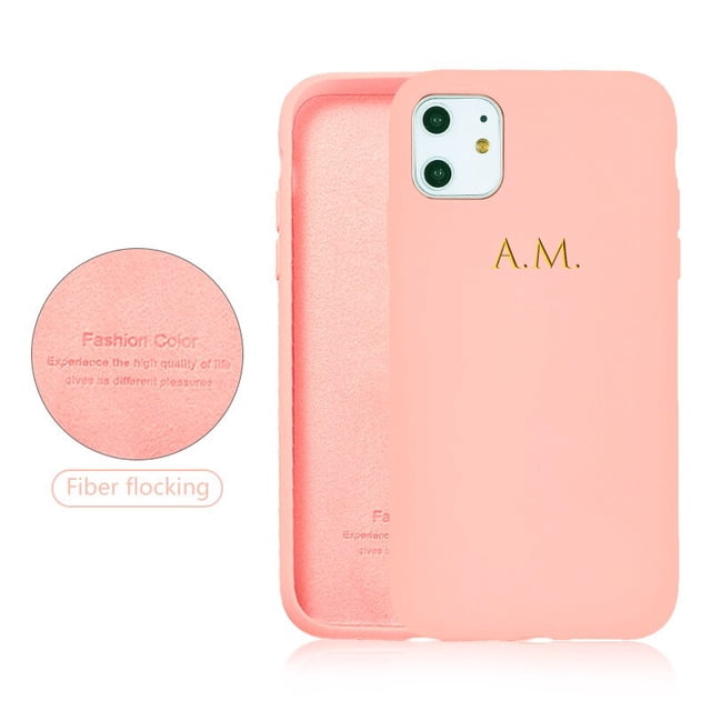 Funda de letras mayúsculas con nombre personalizado para iPhone 14 13 Pro Max 12 11 SE 2020 Funda de silicona líquida para parejas 8 Plus X XR 7 Coque Tan Jianjun unisex