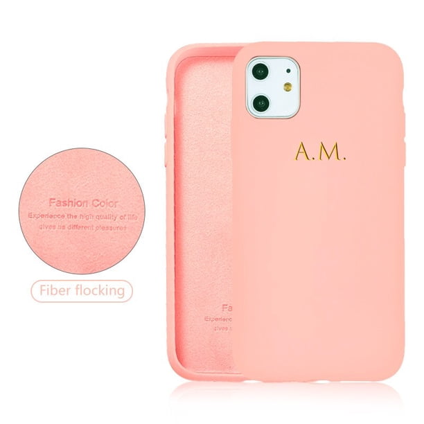Funda de letras mayúsculas con nombre personalizado para iPhone 14 13 Pro Max 12 11 SE 2020 Funda de silicona líquida para parejas 8 Plus X XR 7 Coque Tan Jianjun unisex