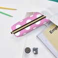 thumbnail image 6 of Rateoe Purple And White Polka Dot Print Leather Pencil Case with Smooth Zipper, Compact Storage for Writing Tools & Art Supplies, 8.26" x 1.96" x 2.16", 6 of 7