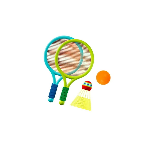 Baohd Plastic Kids Badminton Rackets Set Indoor Outdoor Lightweight Play Improve Skills Sports Game As Well As For Beach Park Blue and Green 39x19.5cm