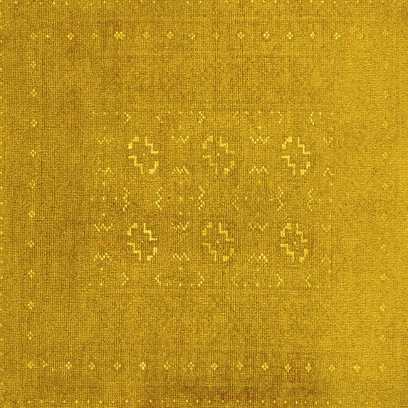 Ahgly Company Indoor Square Abstract Yellow Contemporary Area Rugs, 5' Square
