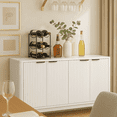 thumbnail image 4 of Large  Fluted Sideboard,Buffet Cabinet with 4 Doors & Adjustable Shelves  for Dining Room, Living Room, Hallway(White), 4 of 8