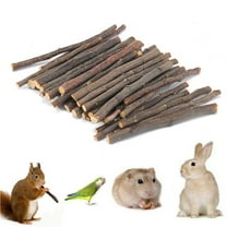 Zhaomeidaxi 20/40/60Pcs Natural Apple Sticks Small Animals Molar Wood Treats Toys Chinchilla Guinea Pig Hamster Rabbit Gerbil Parrot Bunny and Small Animals Chew Stick Toys Treats