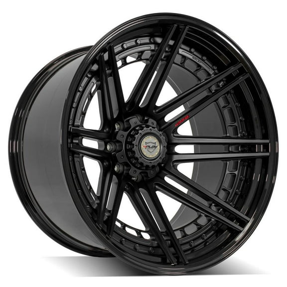 24" 24x14 4PLAY Forged Wheel for Ford 4PF8 - Gloss Black Barrel with Matte Center Fits select: 1999-2022 FORD F250, 1999-2022 FORD F350