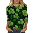thumbnail image 2 of St Patrick's Day T-Shirt for Women, Women 3/4 Sleeve Tee, Crew Neck Blouse Fashion Women's Tees Casual Round Neck 3/4 Sleeved Loose T Shirt Ladies Tops Blouses Shirts, 2 of 5