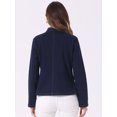 thumbnail image 3 of DARING DIVA Women's Button Down Stand Collar Denim Blazer M Dark Blue, 3 of 6