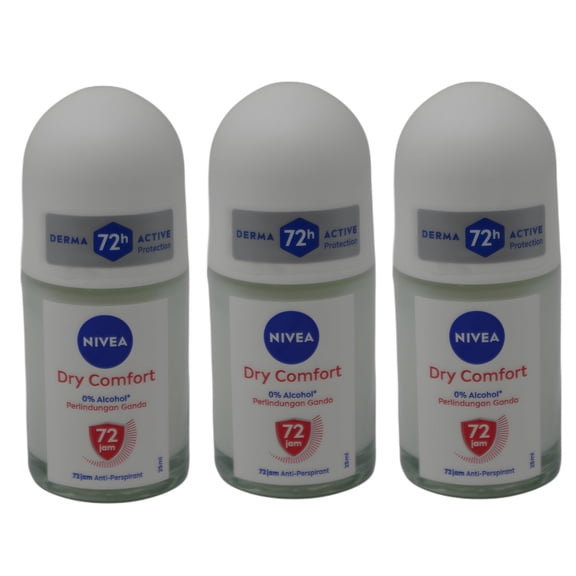 Nivea Women Dry Comfort Roll-On Deodorant, Clean Fresh Fragrance, Everyday Underarm Odor Control for Women, 25ml - Pack of 3