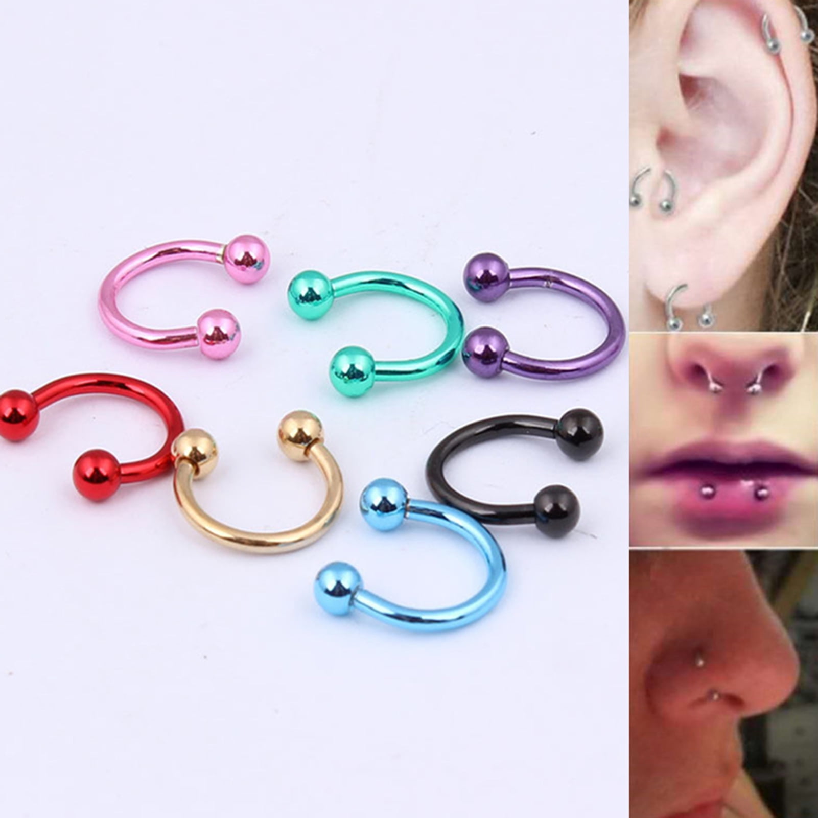Koszal Circular Barbell U Shape Fashion Jewelry Body Piercing Nose Ring for Unisex