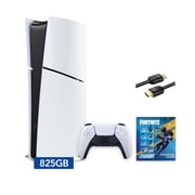 2025 New PlayStation 5 Slim Digital Edition Fortnite Flowering Chaos Bundle and Mytrix 8K HDMI Ultra High Speed Cable - White, Slim PS5 825GB PCIe SSD Gaming Console