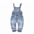 thumbnail image 1 of KIDSCOOL SPACE Baby & Little Boys/girls Water Washed Ripped Soft Denim Overalls,6-12 Months,Light Blue, 1 of 6