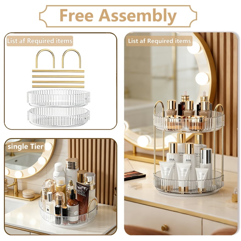 Asnews 360° Rotating 2-Tier Makeup Organizer photo 8