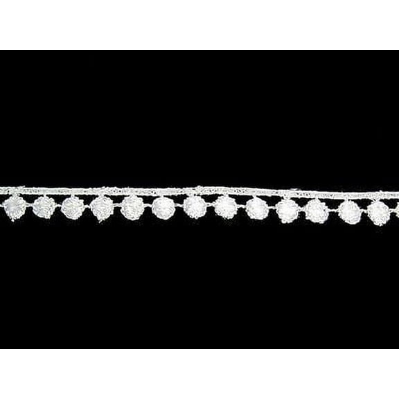 Lily 3/8 inches White and Ivory Circle Dot Classic Fine Venice Lace Trim By yd