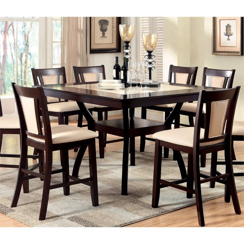 Furniture Of America Arena Dark Cherry Wood Counter Height Dining Table Walmart Com Walmart Com