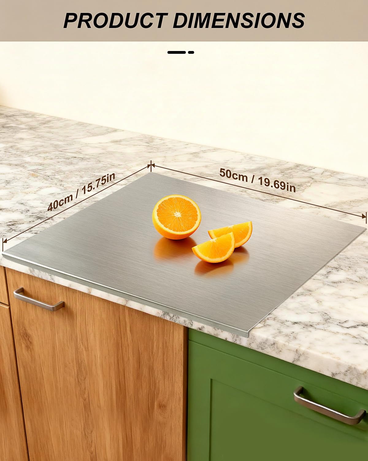 304 Stainless Steel Cutting Board for Kitchen- Large L-Shaped Bread Board,Double-Sided Chopping Board for Baking,Non Adhesive Bread Cutting Board